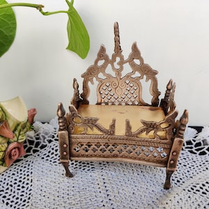 Vintage Brass Throne Of Gods | Hand Crafted God Singhasan | Indian Brass God Sitting Singhasan | Temple God Holy Chair | Brass Decorative