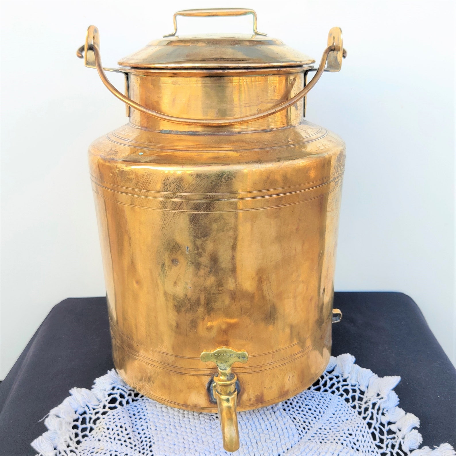 Antique Brass Water Dispenser Container With Tap Golden Etsy