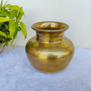 Antique Brass Rare Water Pot | Solid and Sturdy Lota | Brass Drinking Water Brass Pot | India Antiques | Boho Decor | Kalash Pot | Brassware