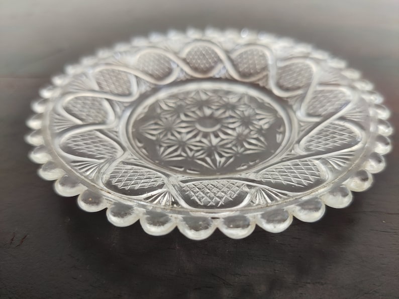 Antique Glass Dessert Plate Set of 2 Depression Clear Glass Plate