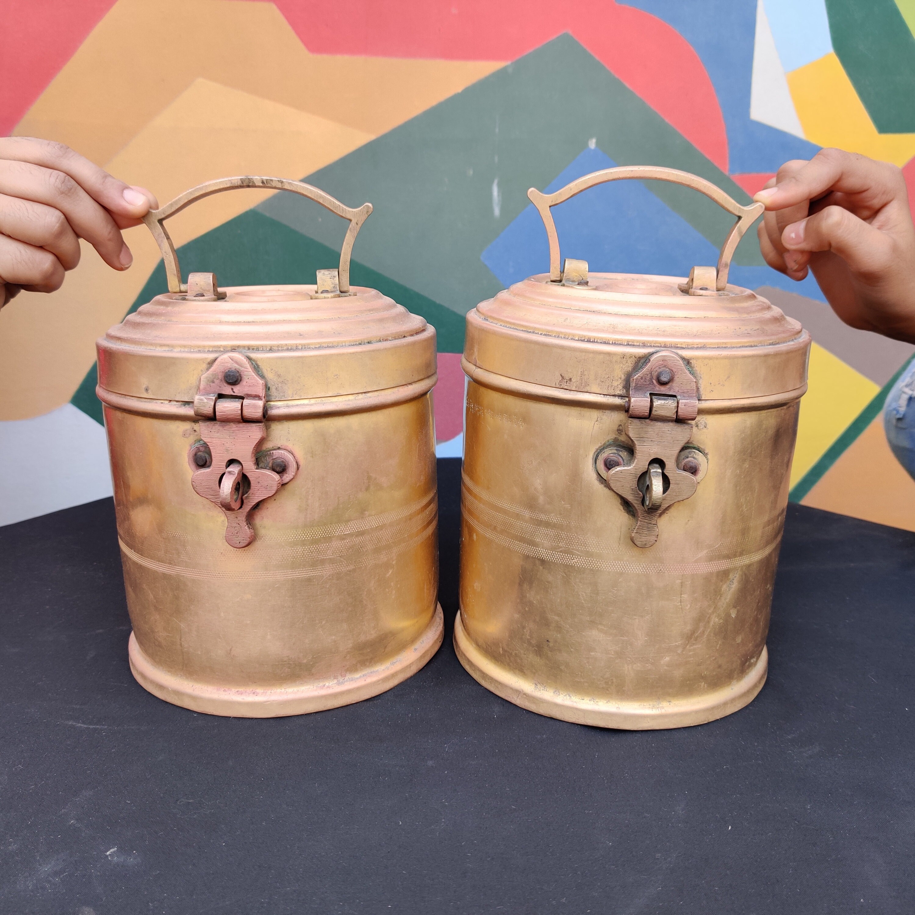 Antique Brass Storage Containers Set of 2/Snacks Canister Etsy