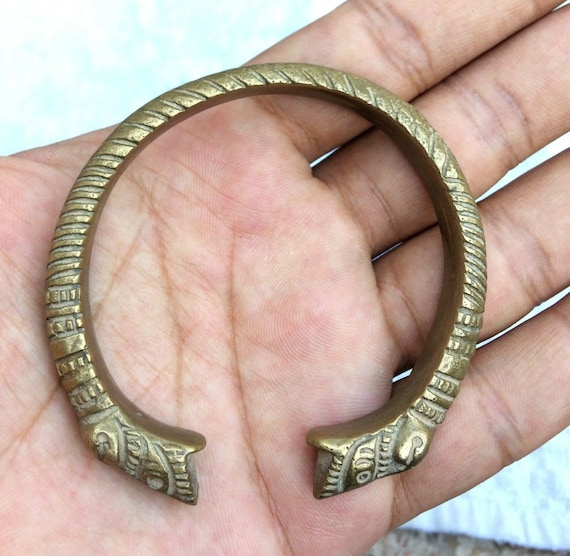 Antique Brass 2 Headed Snake Bracelet | Antique S… - image 3