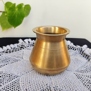 Antique Brass Water Pot/Solid Lota/Kitchenware Utensil/Holy Brass Pot/Vintage Water Pot/Antique Brass Kitchenware Collectible/Brassware