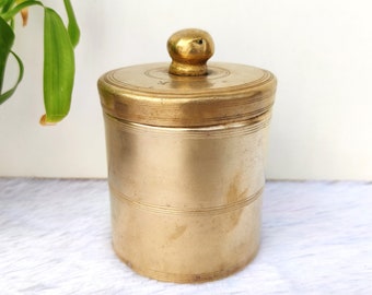 Petit Vase Fleurs En Laiton Massif - Design 10cm - Vintage Antique #F2