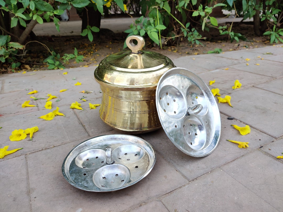 Antique Brass Handcrafted Idli Steamer Pot / Idli Patra / Steamer