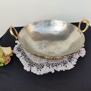 Antique Brass Kitchenware Cooking Kadai|Brass Frying Vessel|Vintage Traditional Cookware|Multi Purpose Use Brass Utensil|Antique Kitchenware