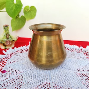 Antique Brass Water Pot/Solid Lota/Kitchenware Utensil/Holy Brass Pot/Vintage Water Pot/Antique Brass Kitchenware Collectible/Brassware