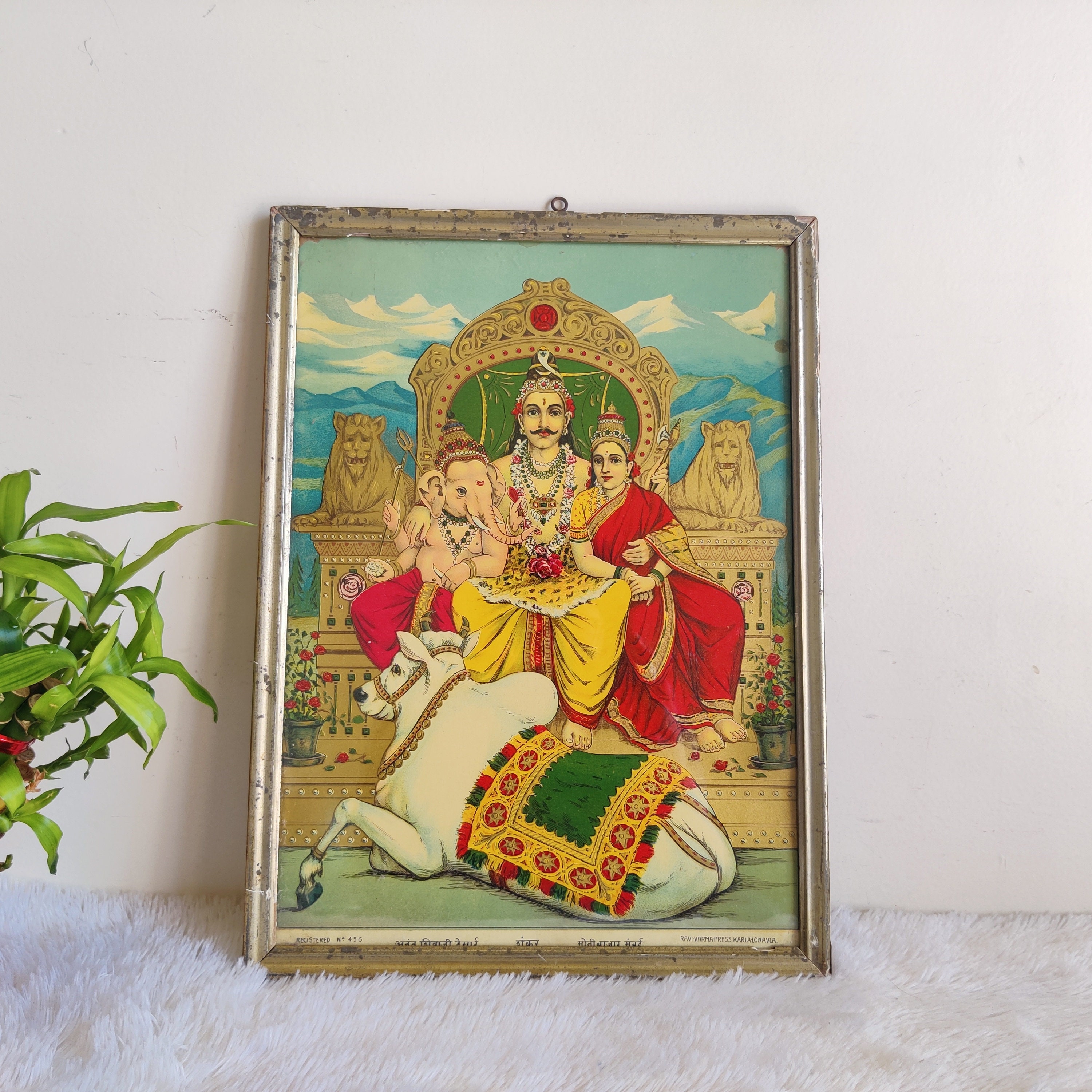 Lithographie De Presse Vintage Ravi Varma - Mythologie Hindoue - Format 14x10 Pouces - Occasion Rare
