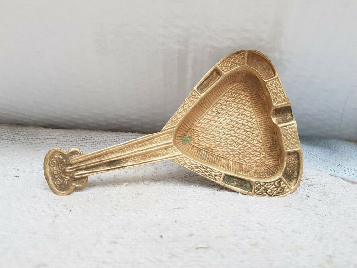 Vintage Brass Ashtray Guitar Shaped Ashtray With Delicate Etsy