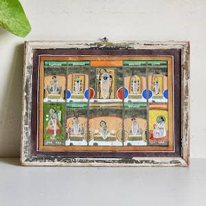 Vintage Shreenathji Painting with Wooden Frame | Nathdwara Painting of Multi Swaroop of Shrinathji | Wall Decorative Collectible PT11