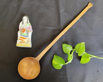 Antique Brass Heavy Weight Ladle | Vintage Brass Spoon | Vintage Serving Spoon Kitchenware Collectible | Brass Cutlery |Antique Kitchen Tool