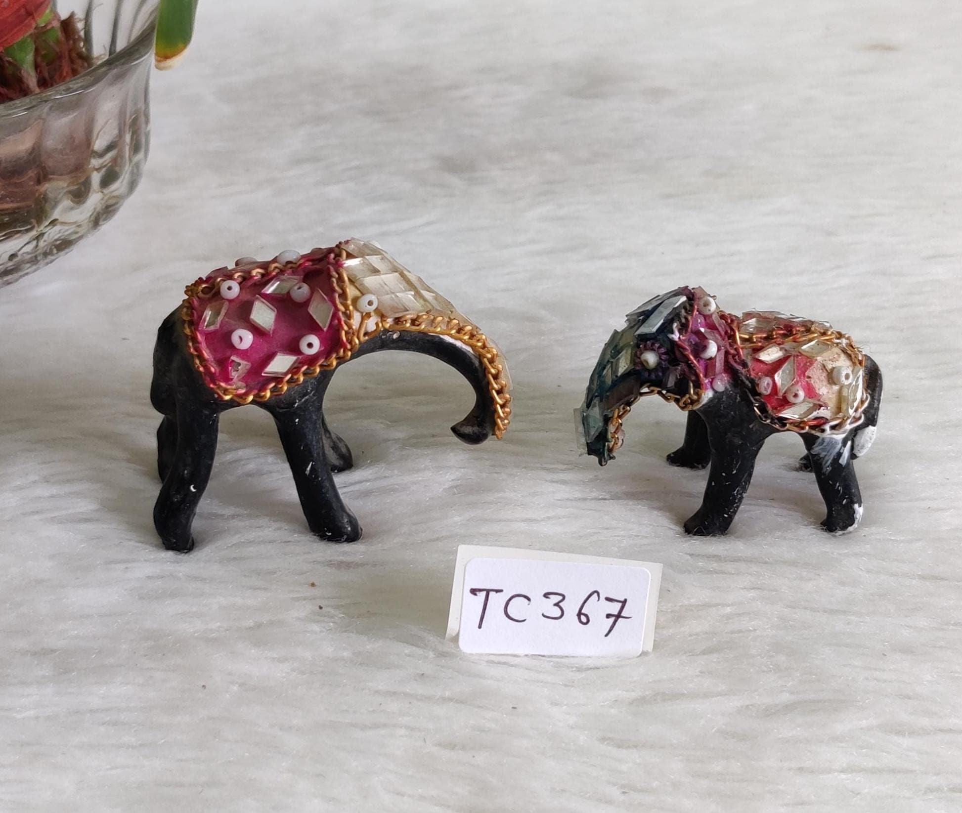Antique Handmade & Painted Mosaic Work Elephant Figure Statue
