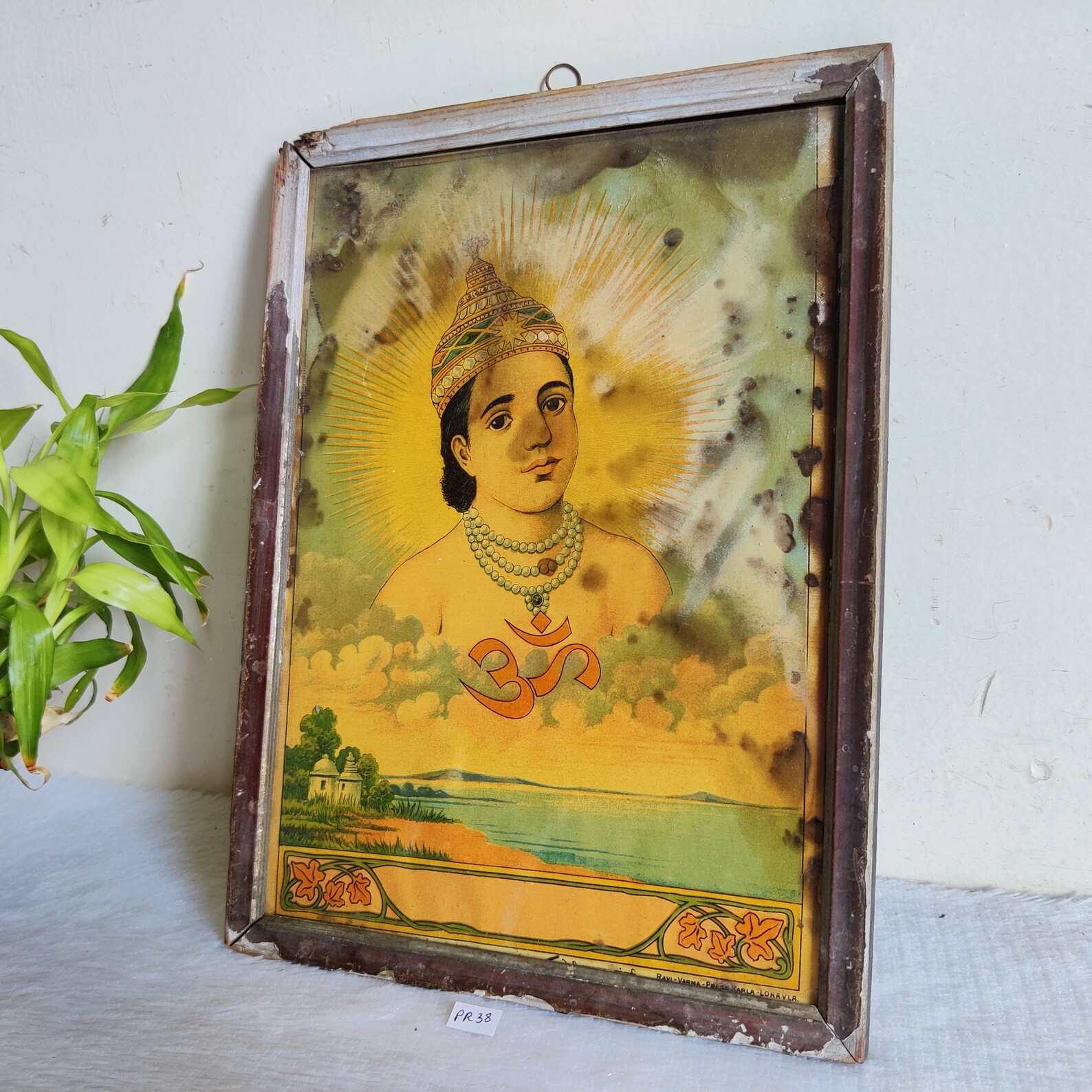 Vintage Raja Ravi Varma Print of 'om' With Original Wooden Frame | Old ...