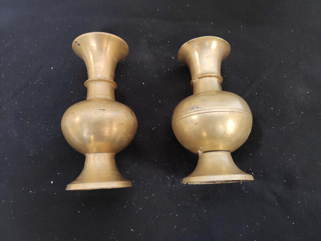 Vase vintage en laiton gravé : décor floral bohème, 30,5 cm L - Canada