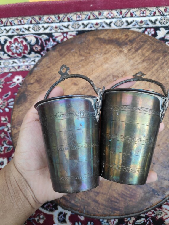 Vintage Brass Miniature Bucket-set of 2 Small Bucket Kids 