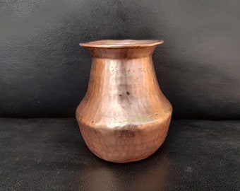 Antique Copper Water Pot/Kitchenware Utensil/Holy Hand Hammered Copper Jug/Antique Copper Kitchenware Collectible/Indian Antique Collectible