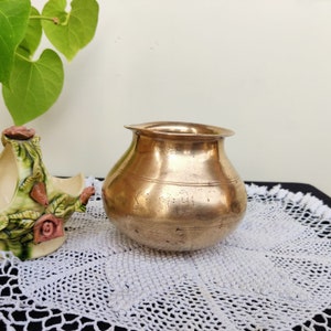 Antique Brass Round Shaped Water Pot | Solid and Sturdy Pot | Kitchenware Utensil | Holy Brass Pot | Antique Brass Kitchenware Collectible