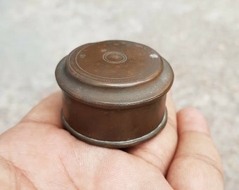 Vintage Brass Round Trinket Box | Brass Pill Box | Vintage Jewellery Box | Kitchen Decorative | Vintage Medicine Box | Miniature Box ME898