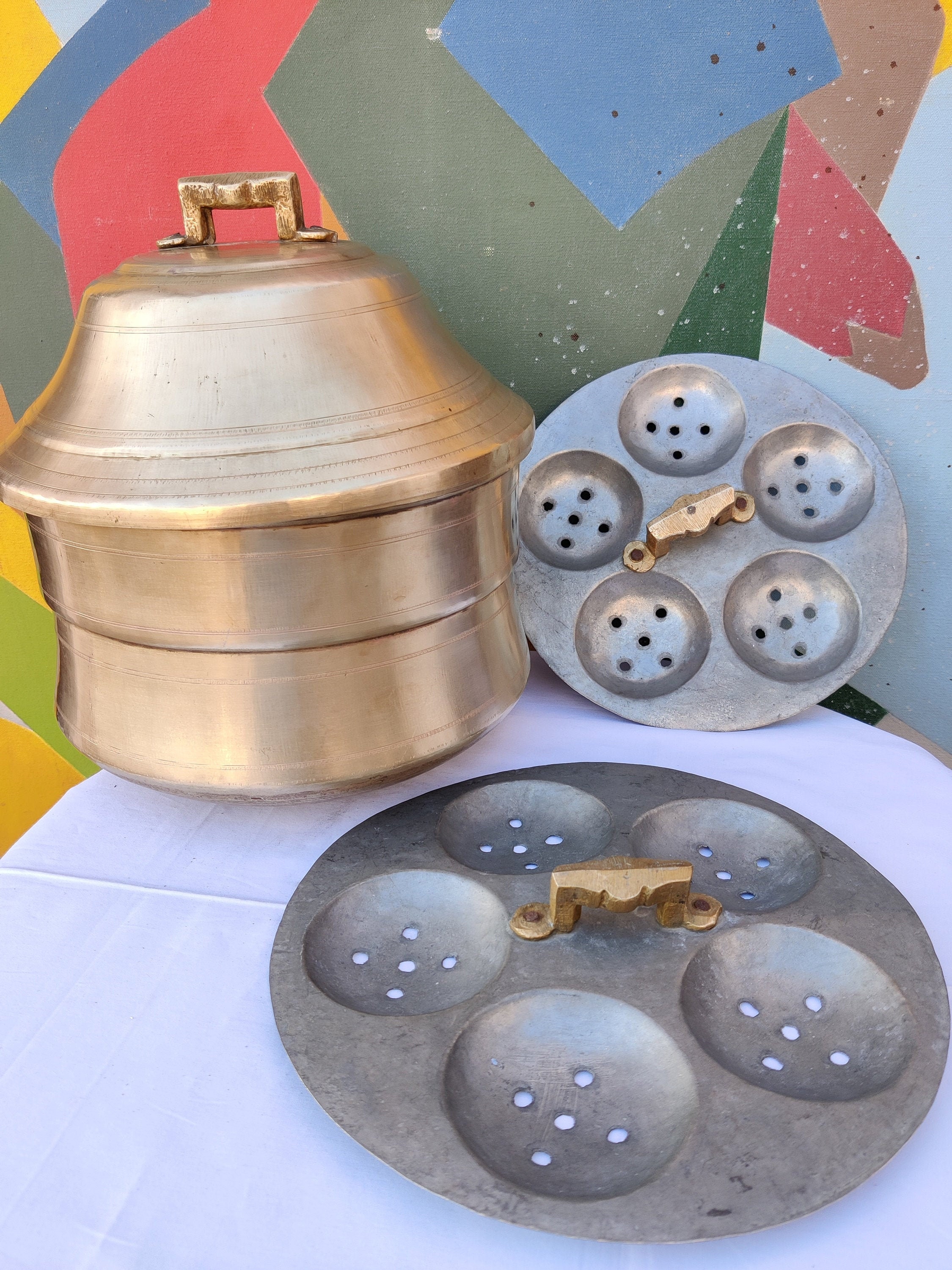Antique Brass Handcrafted Idli Steamer Pot / Idli Patra / Etsy