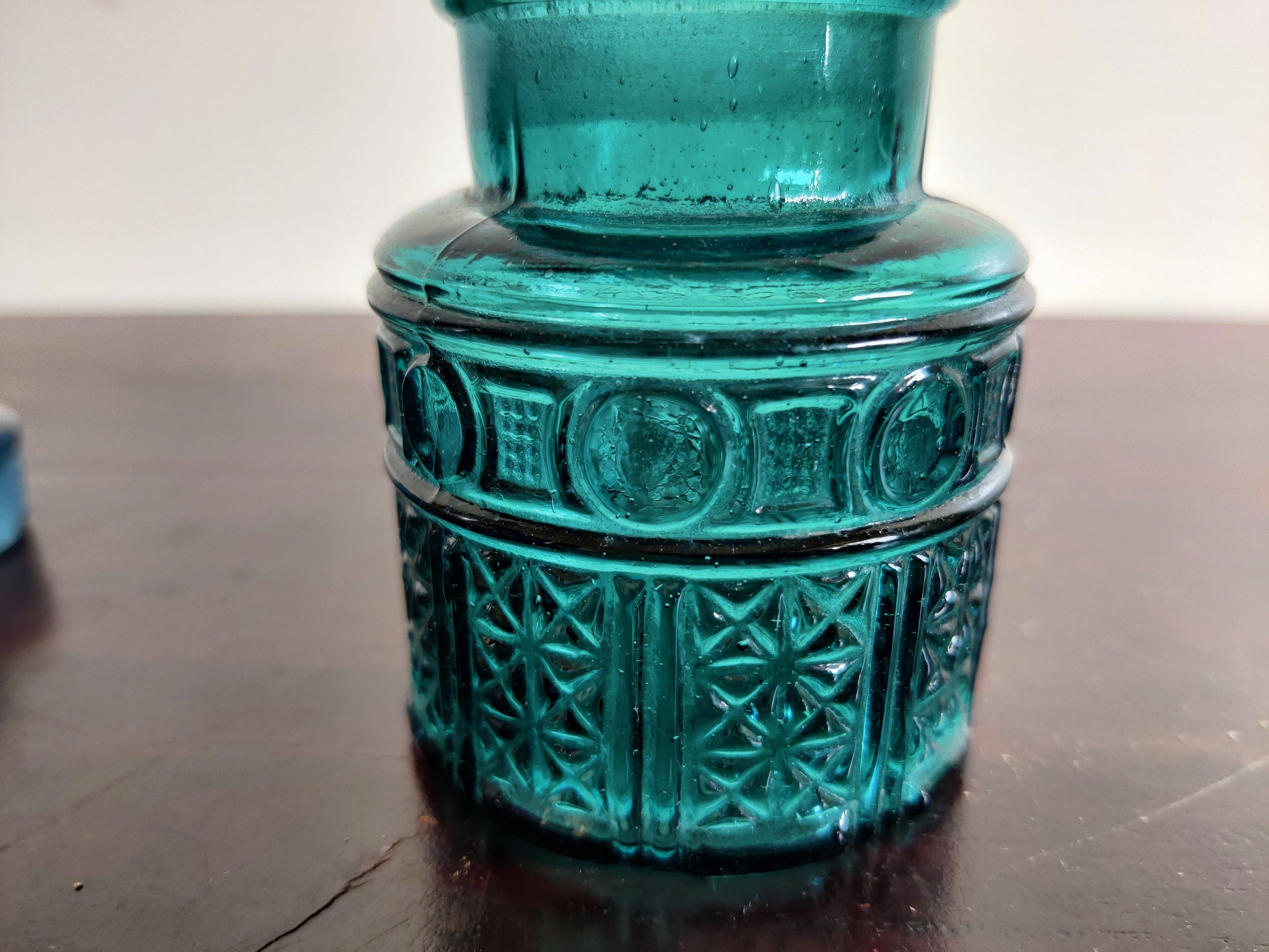 1940s Vintage Blue Glass Candy Dish Jar With Lid | Antique Glass