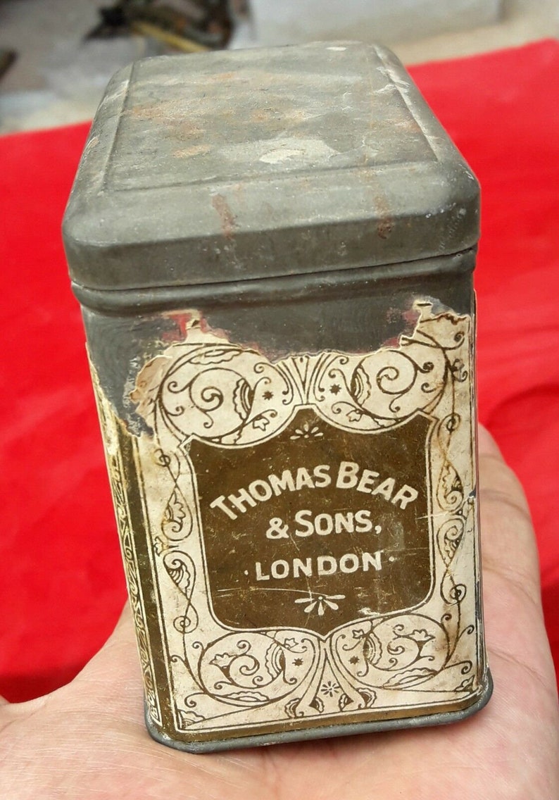 Tin Box England Vintage Rare Thomas Bear/'s /& Sons-Golden Birdseye Tobacco Adv