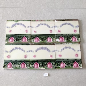 Vintage Multi Color Floral Architecture Floor Tile,Japan |Furniture Tile |Architecture Tile| Ceramic Japanese Tile| Antique Props 6Pc CT285