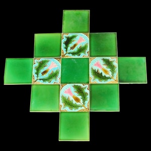 Vintage Flower Art Majolica Nouveau Architecture Tile , Belgium - Set of 13 | Ceramic Vintage Tile | Vintage Belgium Tile CT233