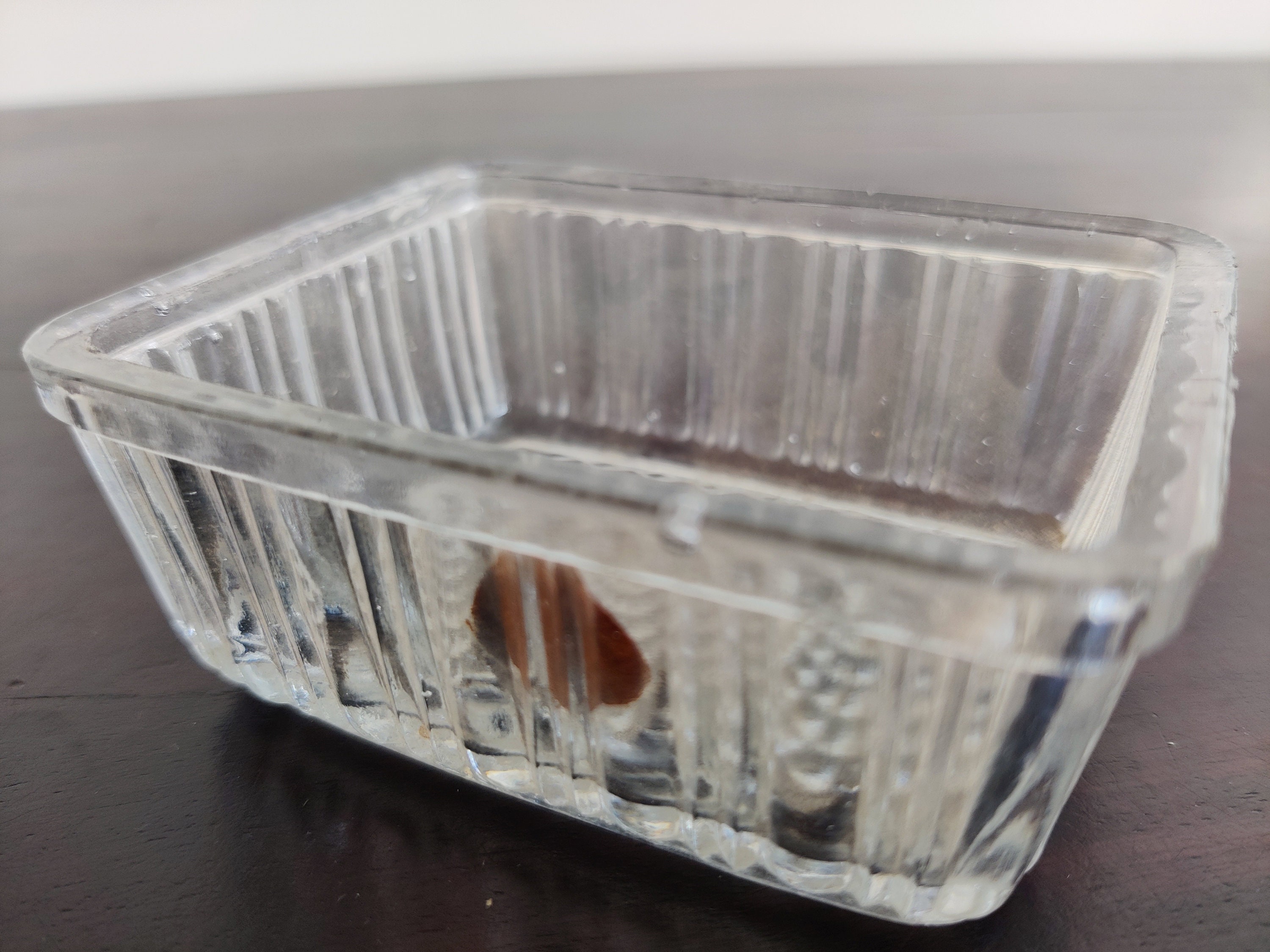 Vintage Clear Crystal Glass Rectangular Glass Dish, Japan |vintage