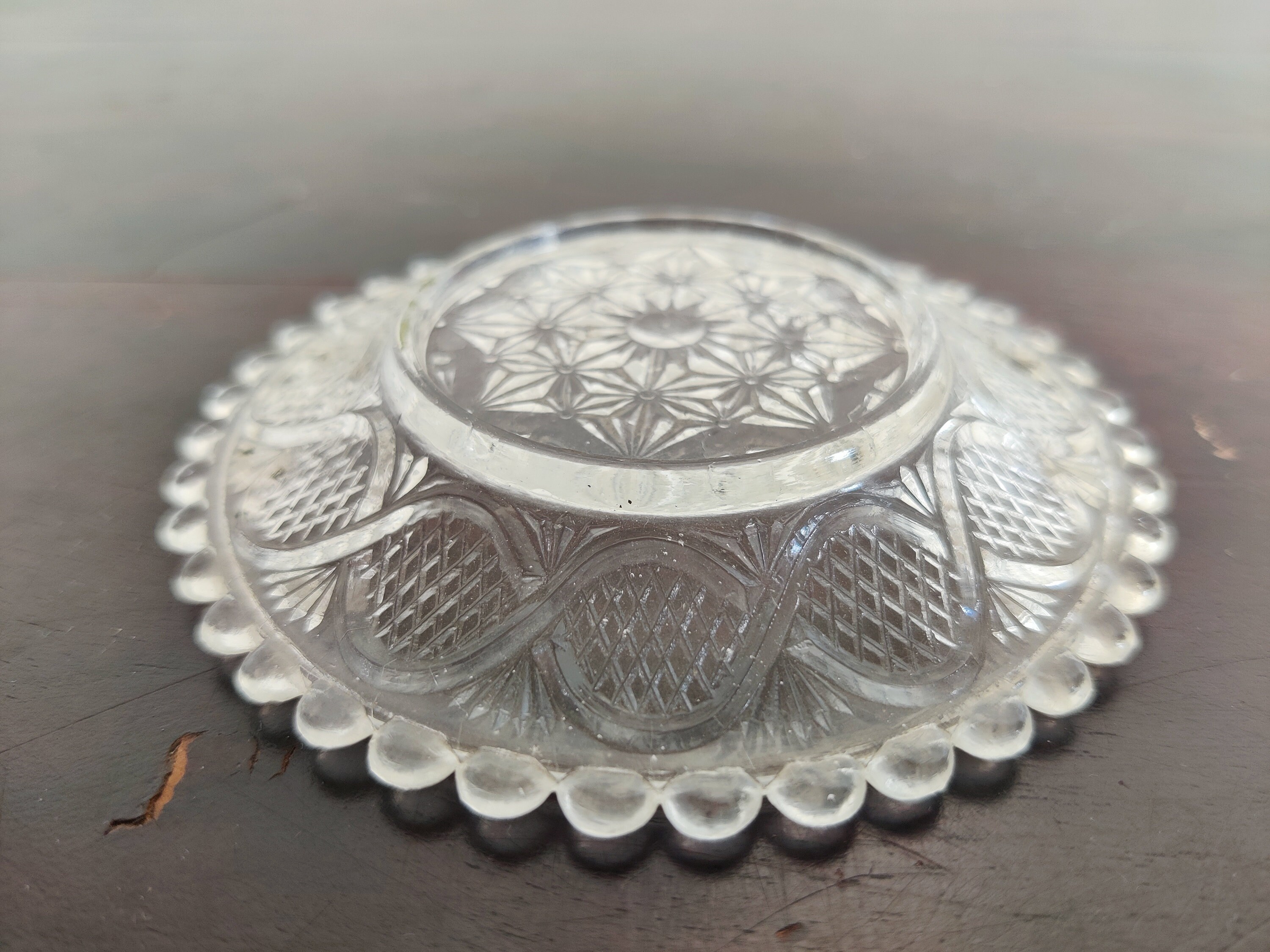 【】メドウ スウィート　プレート2枚セット　ヴィンテージ Antique Glass Dessert Plate Set of 2 Depression Clear Glass Plate