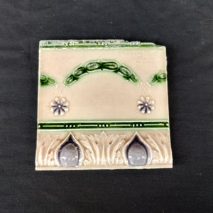 Vintage Floral Garland & Leafy Design Majolica Nouveau Architecture Tile,Japan |Furniture Tile | Decorative Tile |Ceramic Vintage Tile CT145