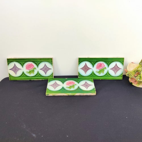 Vintage Majolica Art Embossed Border Tilesset of Etsy
