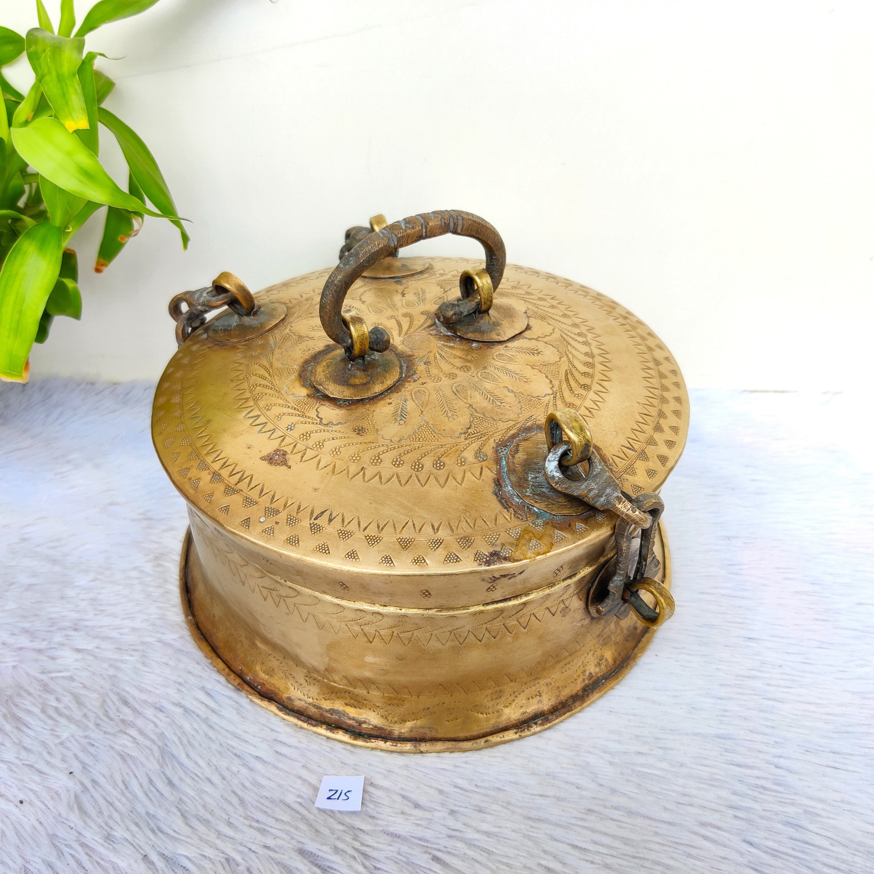Indian Brass Chapati Box - Ca 1920 Indian Brass Chapati Box - Ca 1920