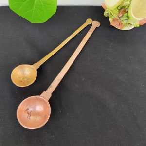 Antique Brass Heavy Weight Ladle-Set of 2 | Vintage Brass Spoon Set | Vintage Serving Spoon Kitchenware | Brass Cutlery|Antique Kitchen Tool