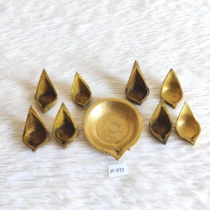 Antique Bronze Diya Oil Lamp Set of 9 | Diwali Festival Lamp | Vintage Pooja Decor | Spiritual Home Accent | Meditation Room Decor | M897