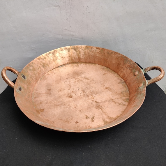 Antique Scarce Handmade Copper Cooking Flat Fry Pan Antique Copper