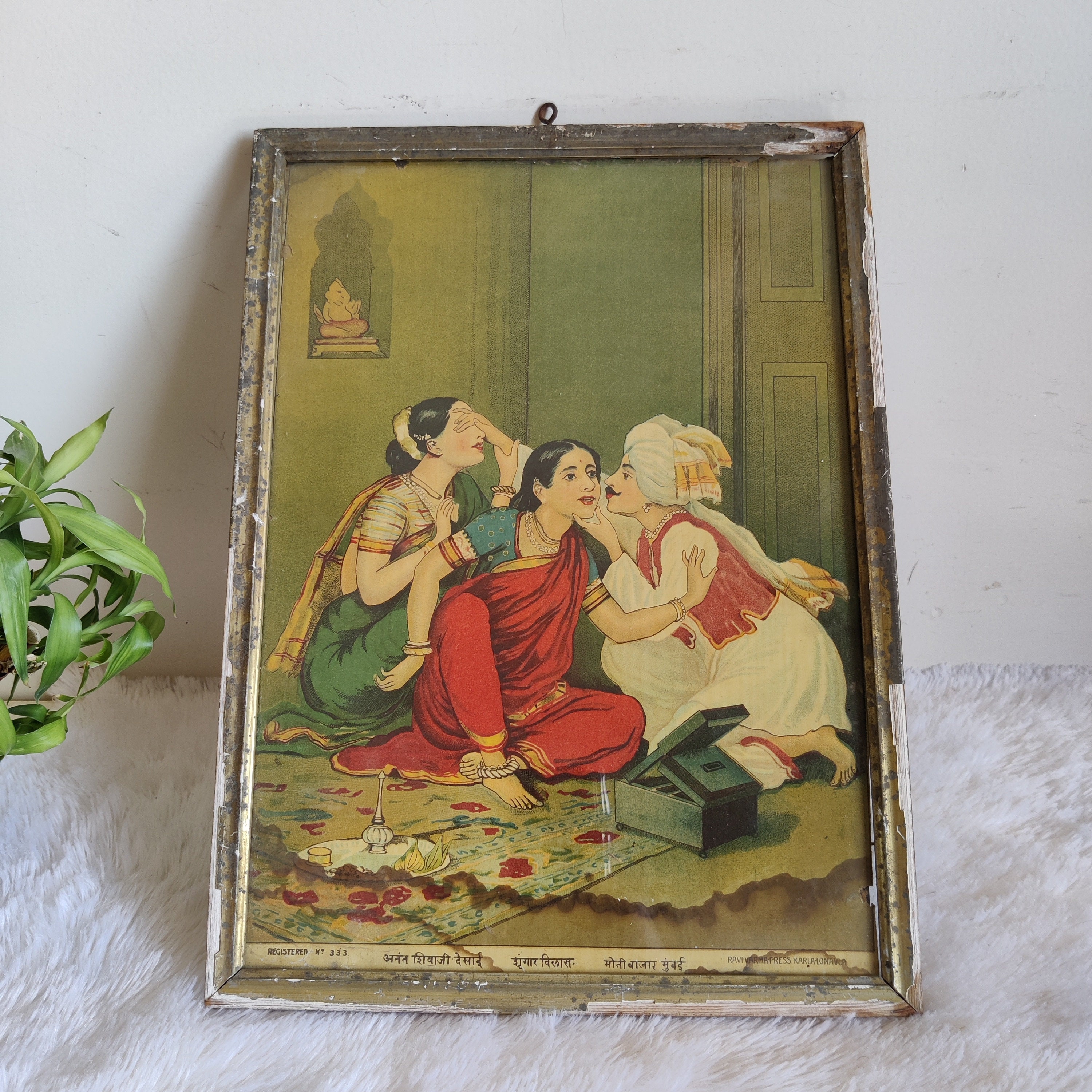 Vintage Raja Ravi Varma Printing Press Very Rare Print of