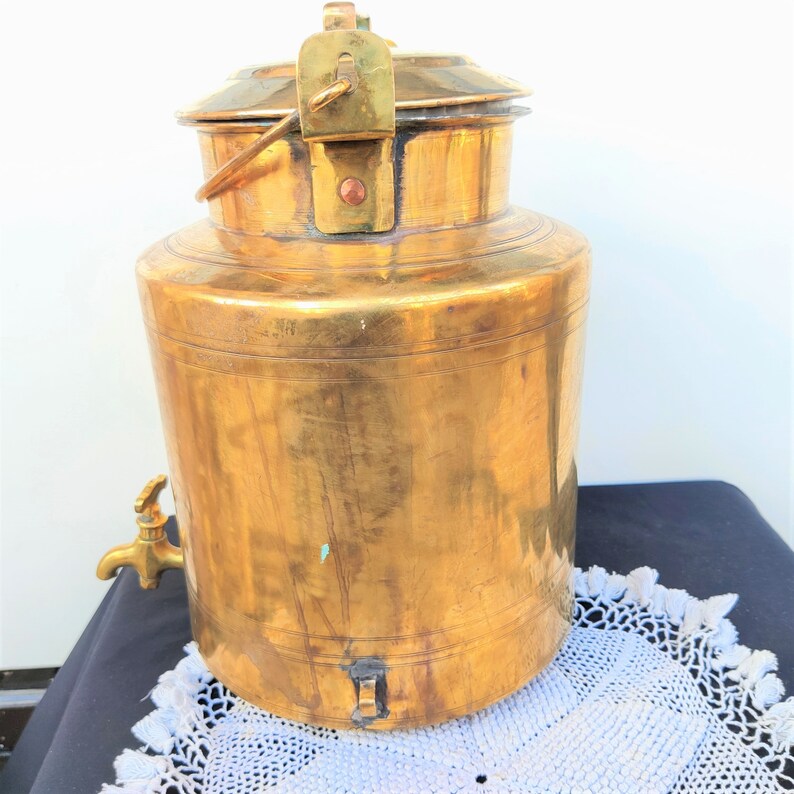 Antique Brass Water Dispenser Container With Tap Golden Etsy
