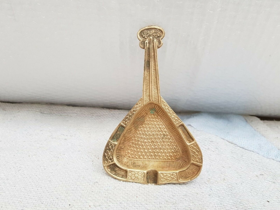 Vintage Brass Ashtray Guitar Shaped Ashtray With Delicate Etsy