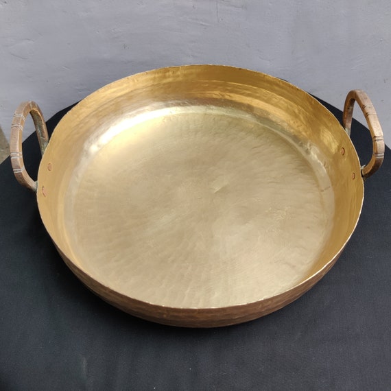 Antique Brass Rare Kitchenware Cooking Flat Fry Pan Antique Brass