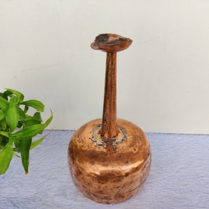 Antique Scarce Handmade Copper Water Pot With Large Belly and Narrow Neck and Pourer on Top |Antique Copper Water Pot Decorative Collectible