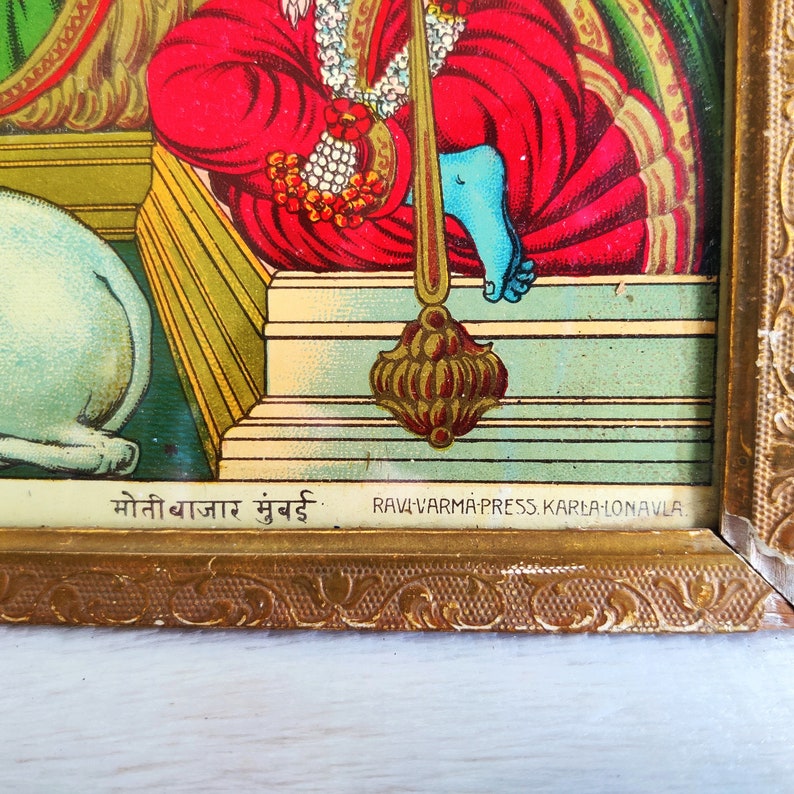 Vintage Raja Ravi Varma Printing Press Print of 'panchdev' With ...