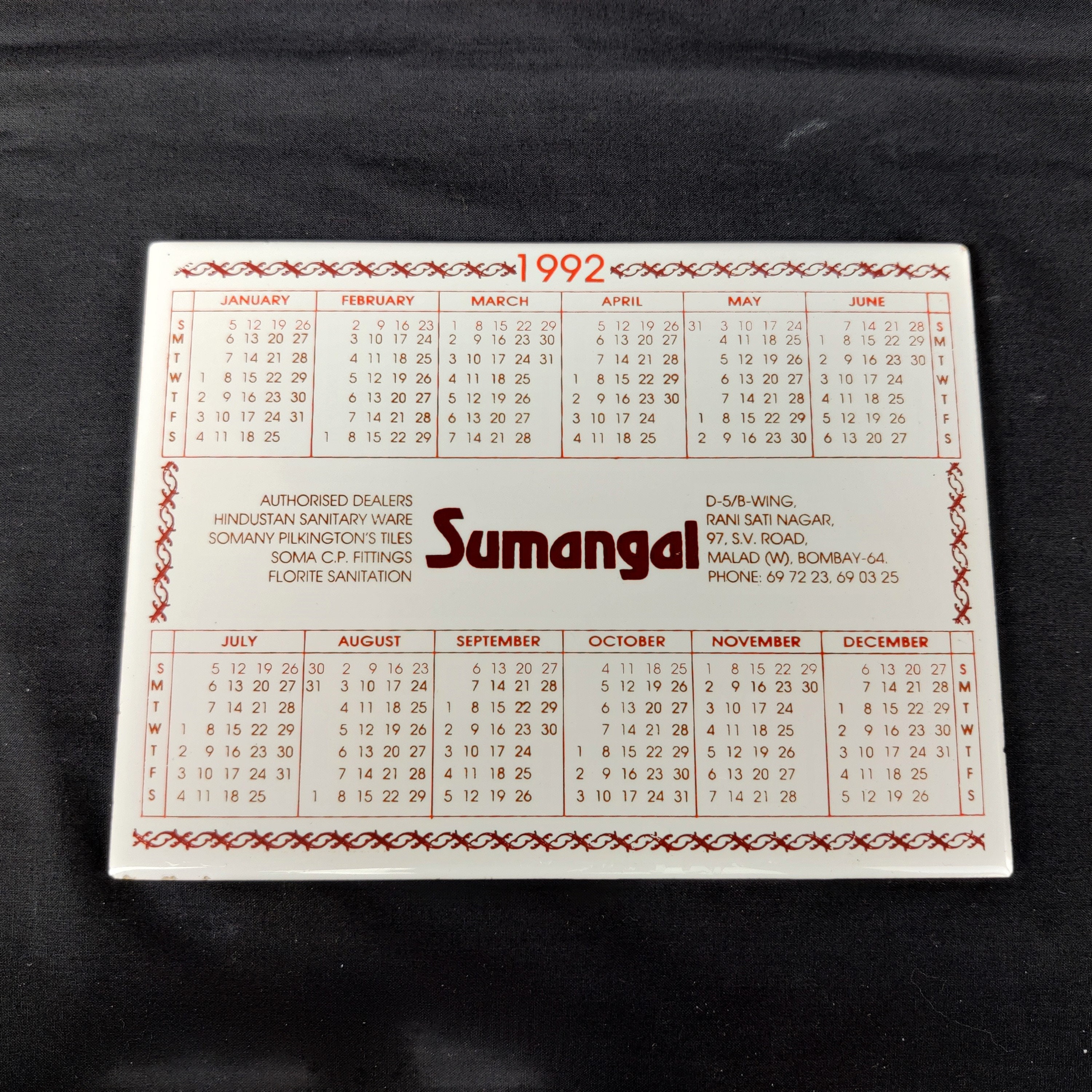 CLAMP BRAND CBLENDER '92 クランプ カレンダー 1992 1992 Vintage Somany Pilkington's Kadi Sumangal 1992 Calendar