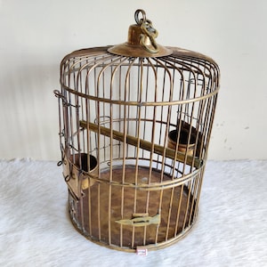 19c Antique Handmade Brass Hanging Bird Cage | Home Garden Hanging Decorative | British Era Rare Collectible | Pre Independence India |MT136