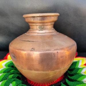 Antique Big Rare Brass & Copper Water Pot | Holy Ganga Jamuna Water Pot | Improvised as Brass and Copper Planter Collectible | Antique Decor