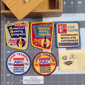 1958-1968 *Make Offer* Bowling Memorabilia Lot / ABC Patches, Achievement Pins / Gladstone, Woodside & Mel's Bowl