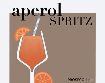 Aperol Spritz Cocktail Digital Print, Downloadable wall Art, Cocktail Print, Digital Download Art, Cocktails, Bar Cart Art