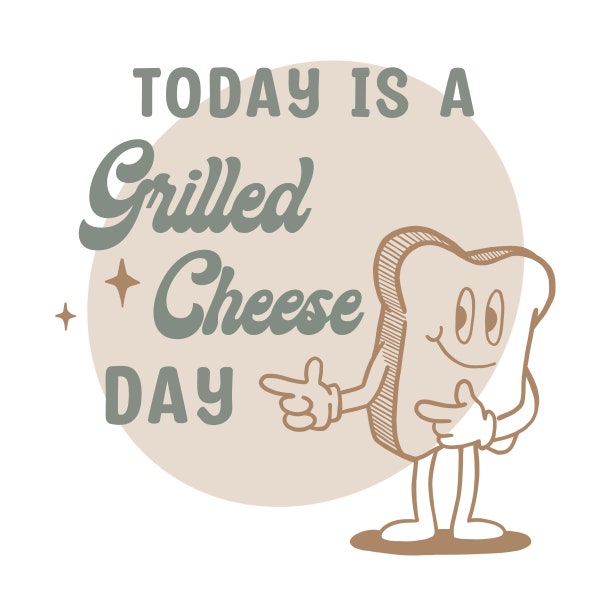 Fun Digital Print, Grilled Cheese Day, Downloadable Wall Art,  Happy Print, Digital Download Art, Smiling Grilled Cheese, Printable Art