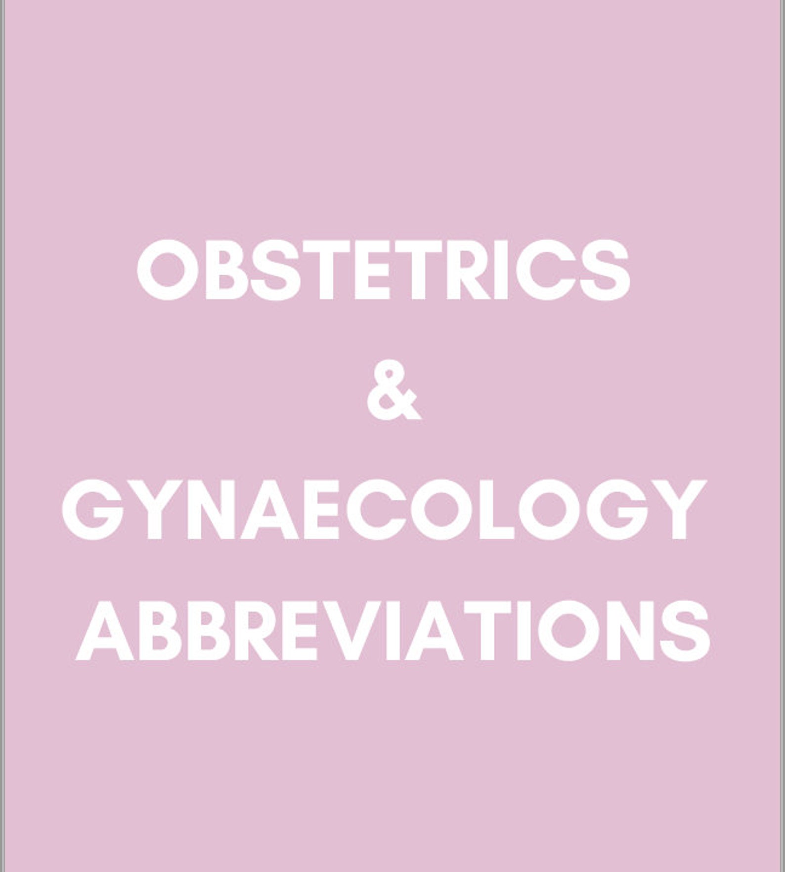 Obstetrics and Gynaecology Abbreviations Pocket Flashcards Etsy