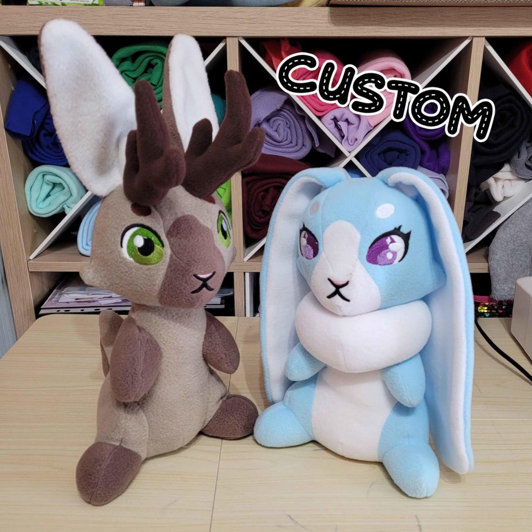 Custom Jackalope Plushie | Handmade Sitting Rabbit Stuffed Animal ...