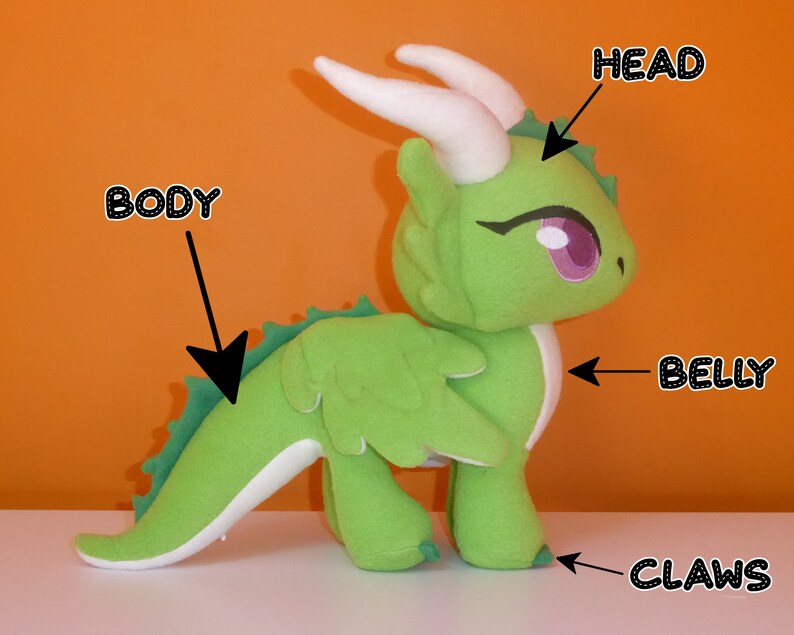 CE Marked and Spikes to Choose from! Personalised and Unique Toy Horns Handmade Custom Dragon Plushie Stuffed Toy Different Wings